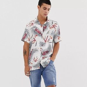 Le Breve floral short sleeve revere collar shirt